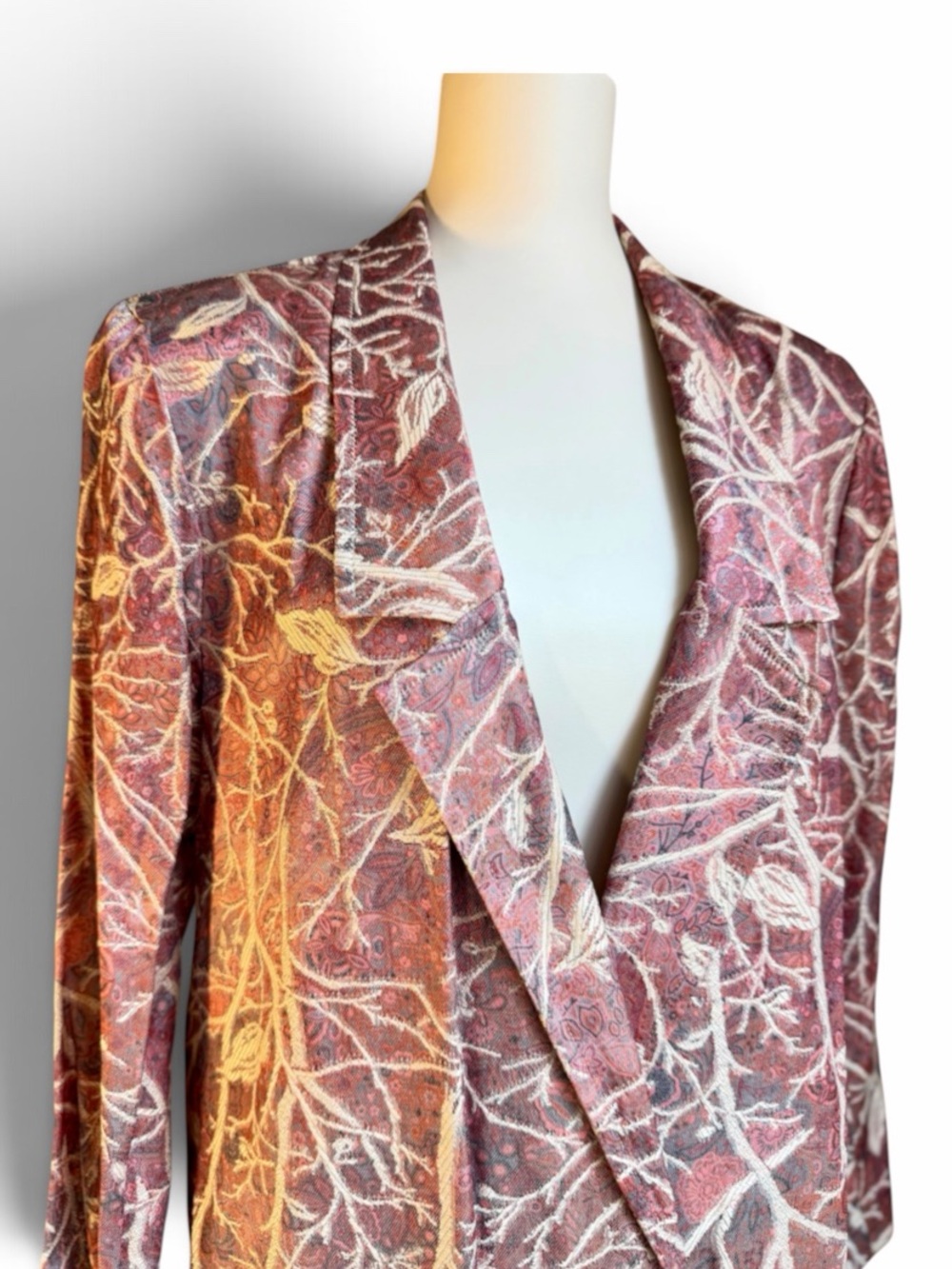 Vintage Floral Brocade Double Breasted Jacket Blazer L Pink Metallic 90s - Picture 2 of 11